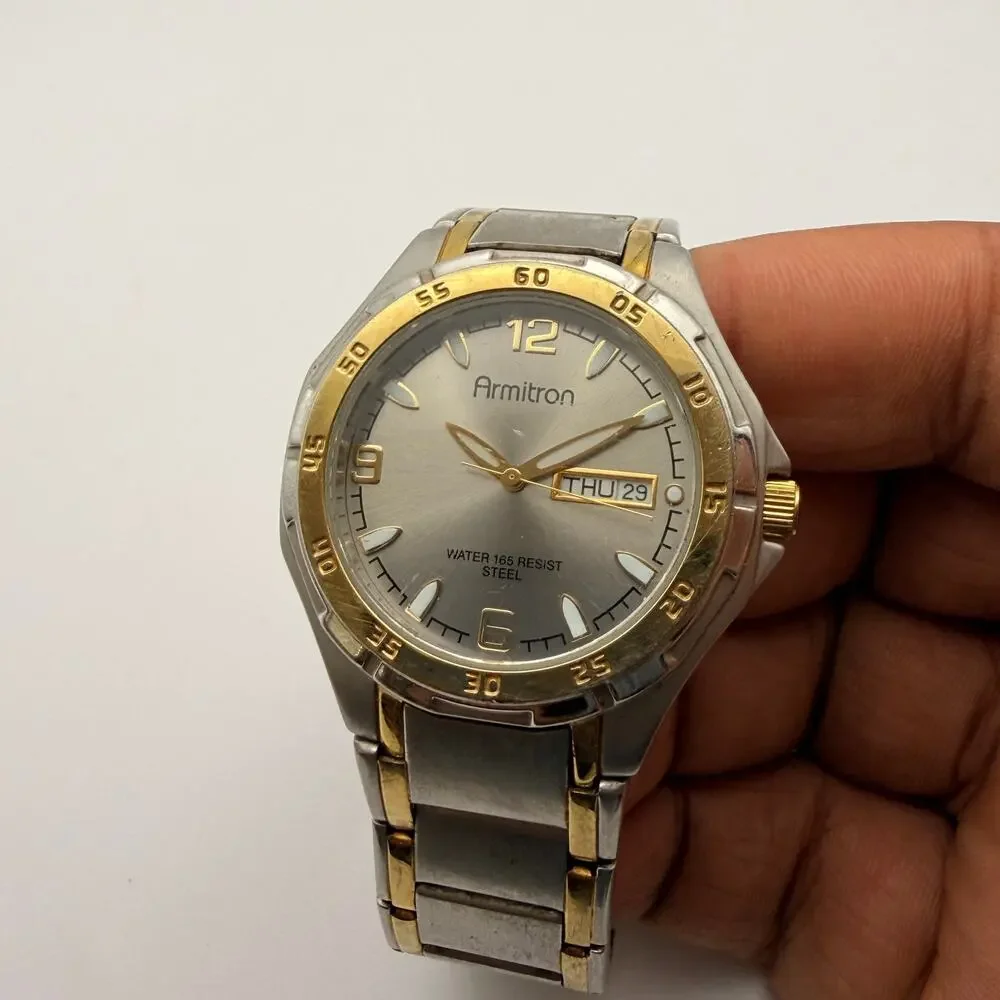 Elegant Vintage Armitron Crissal Men's Two-Tone Watch Working
